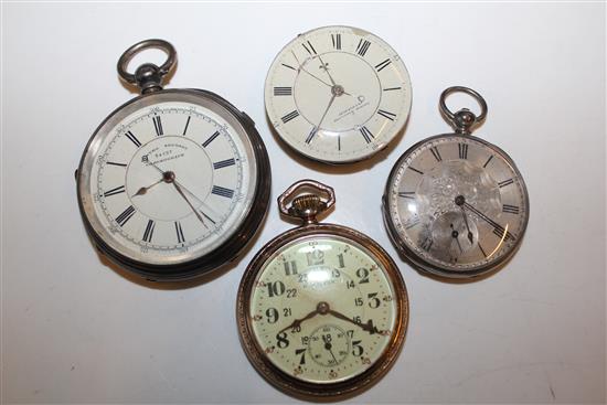 2 silver pocket watches and 2 others